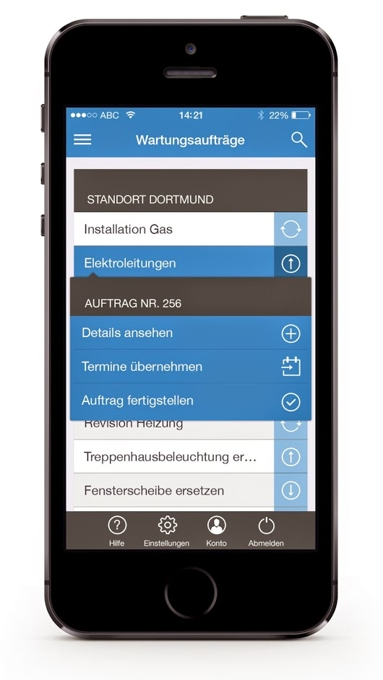 Unsere mobile Lösung einer App zur Wartung von Anlagen usw.